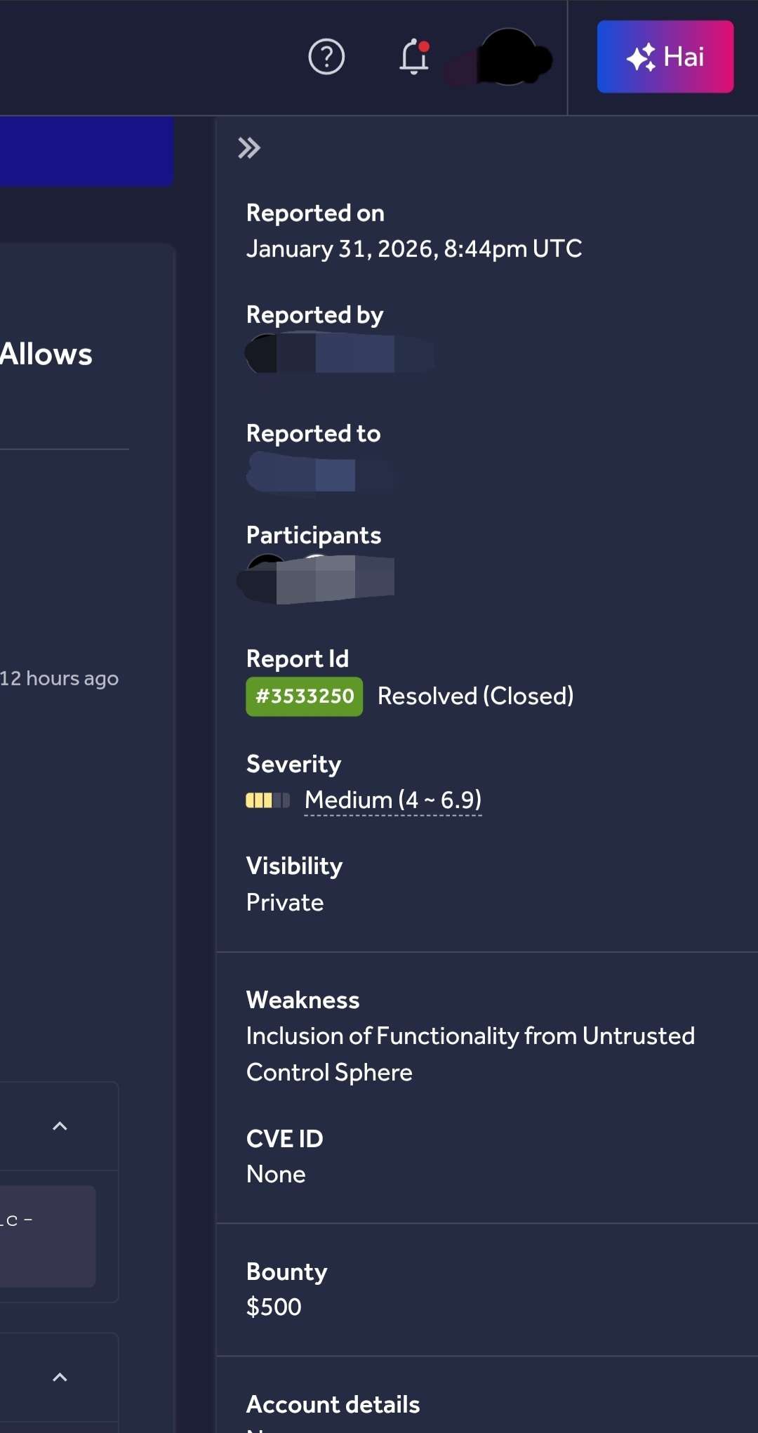 Security Finding Screenshot